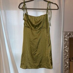 Green Satin Slip Dress